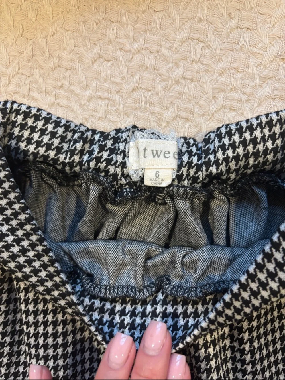 btween Black Sequin Butterfly Sweater Set with Houndstooth Skirt - Picture 7 of 9